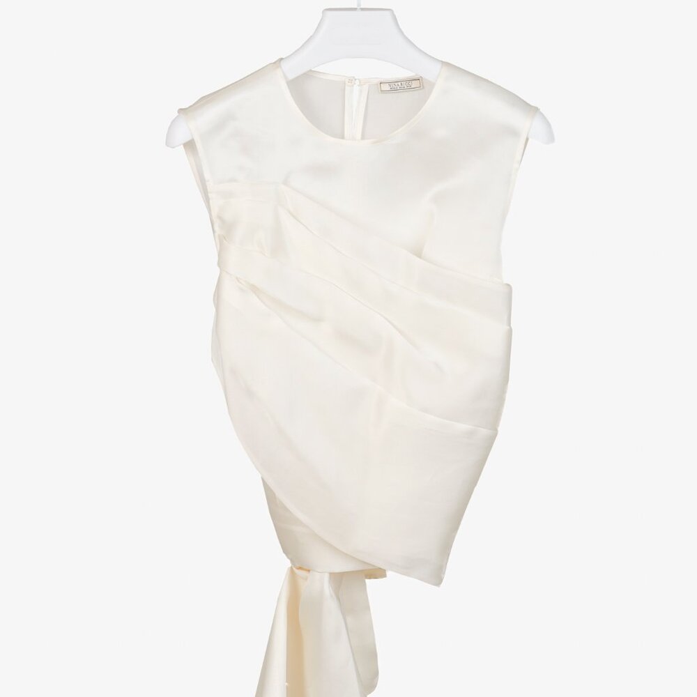 Nina Ricci AW/19 Runway White Organza Ruffle Detail Top
